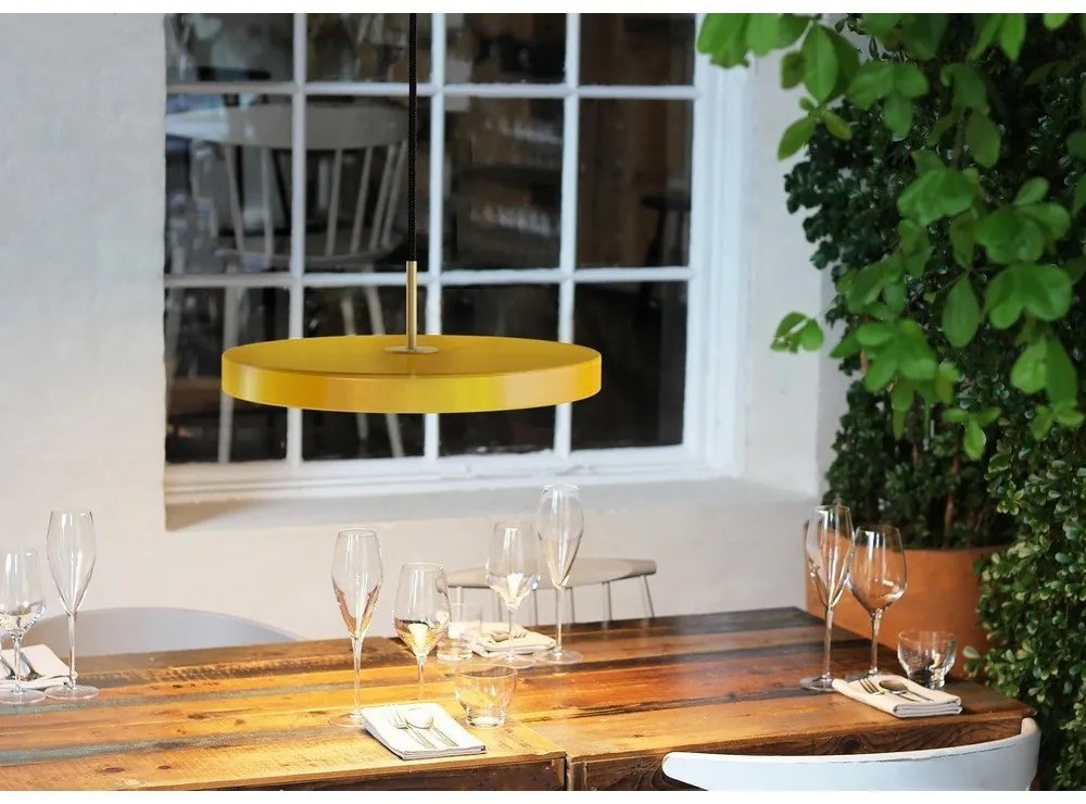 Żółta lampa wisząca LED z metalowym kloszem ø 43 cm Asteria – UMAGE