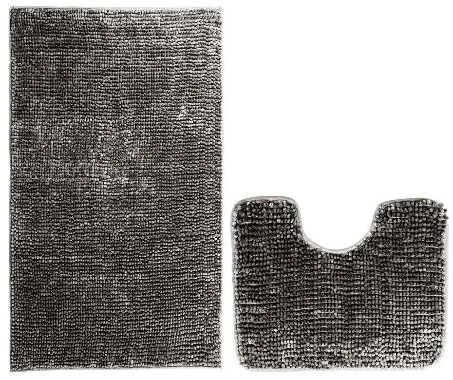 Ciemnoszare dywaniki łazienkowe do WC zestaw 2 szt. 80x50 cm Bati – Restilo