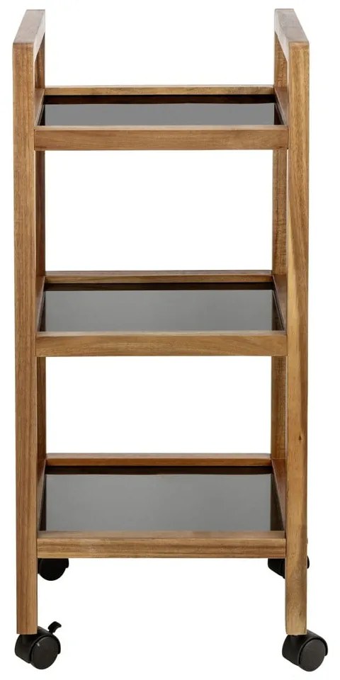 Czarny/w naturalnym kolorze regał łazienkowy z litego drewna akacjowego 35x76,5 cm Fondi – Wenko