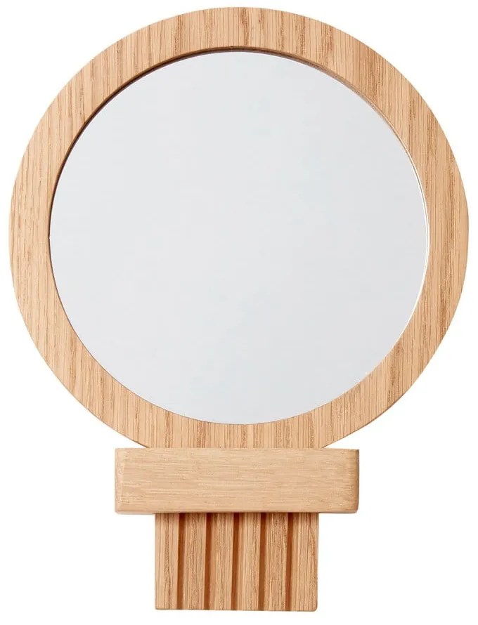 Lustro z drewnianą ramą ścienne/kosmetyczne ø 14 cm – Hübsch