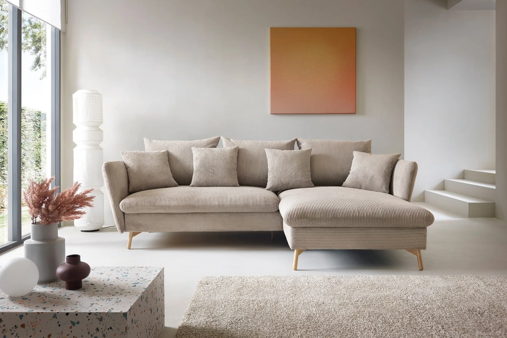 Narożnik tapicerowany MERLE z funkcją spania z pojemnikiem nowoczesny modern glamour