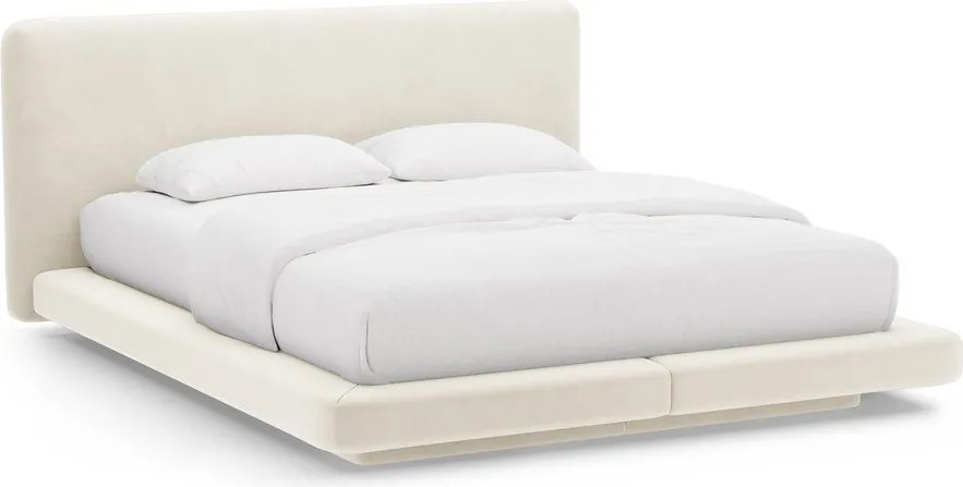 Tapicerowane łóżko dwuosobowe w kolorze kości słoniowej 160x200 cm Linea – Micadoni