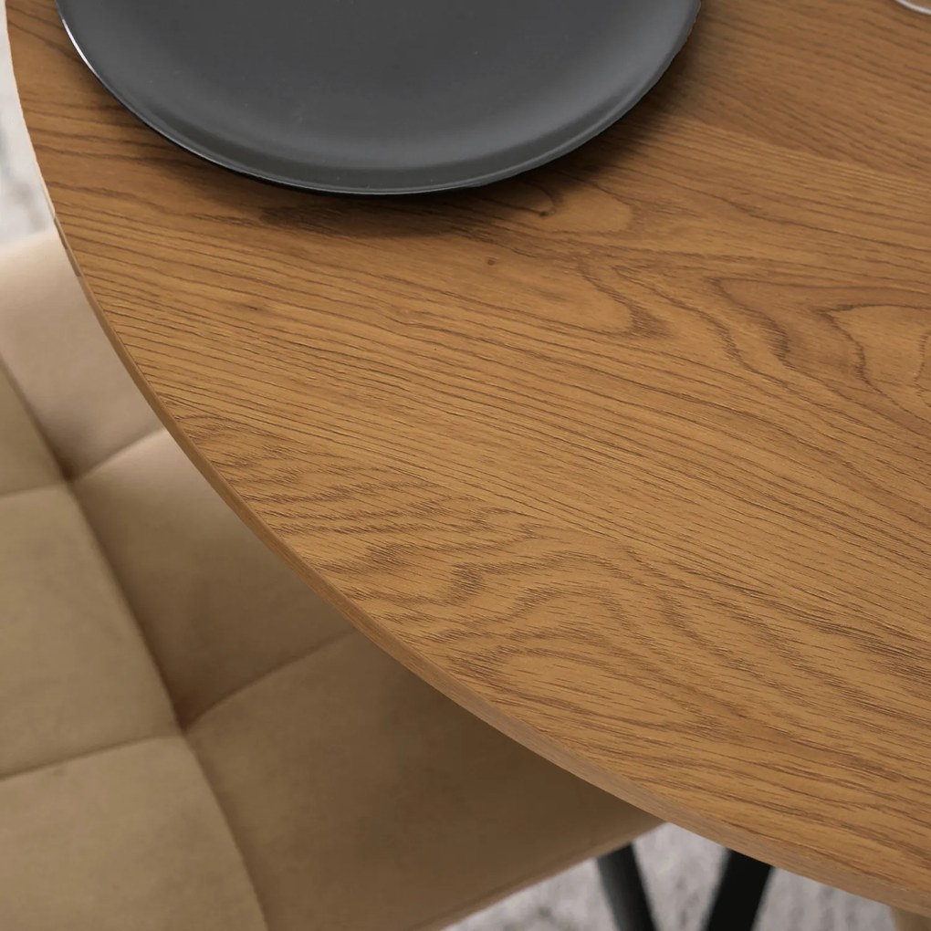 Stół Okrągły LAUREN 90 cm Dąb Złoty/Czarny Loft Nowoczesny
