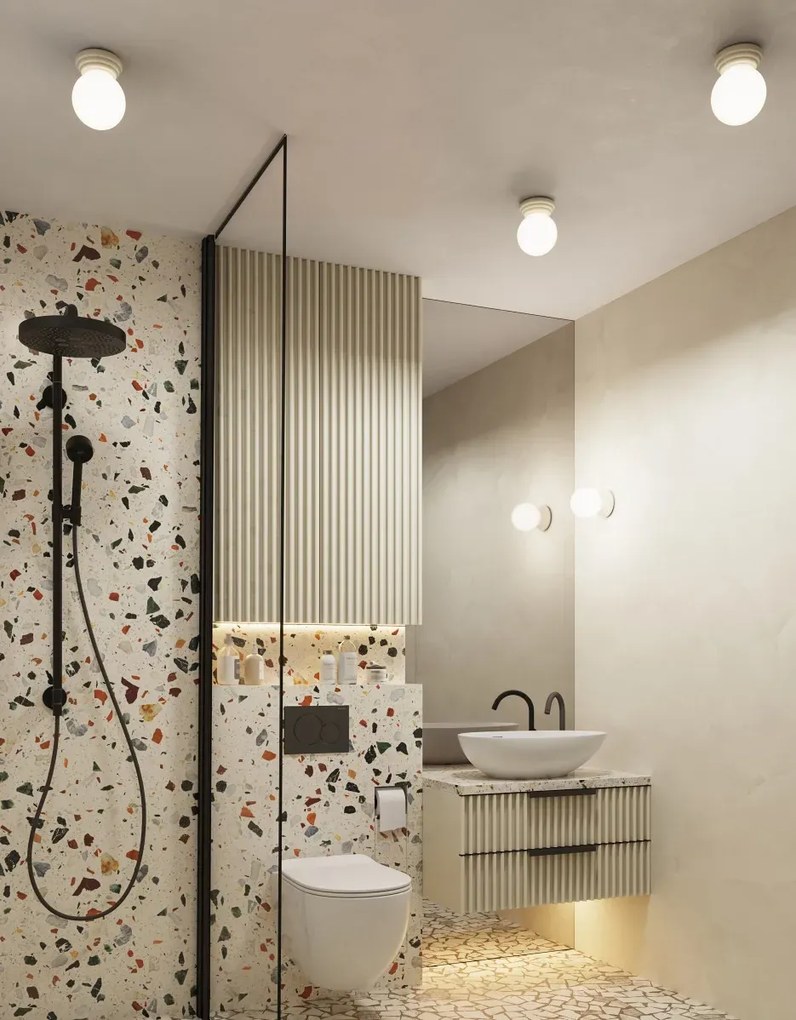 Beżowy kinkiet ścienny z okrągłym kloszem- M164-Weskom R0-L50