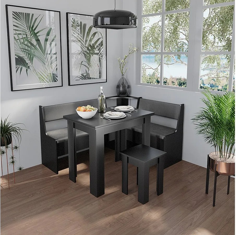 Stół do jadalni z krzesłem czarny 90x60x76.6 roman