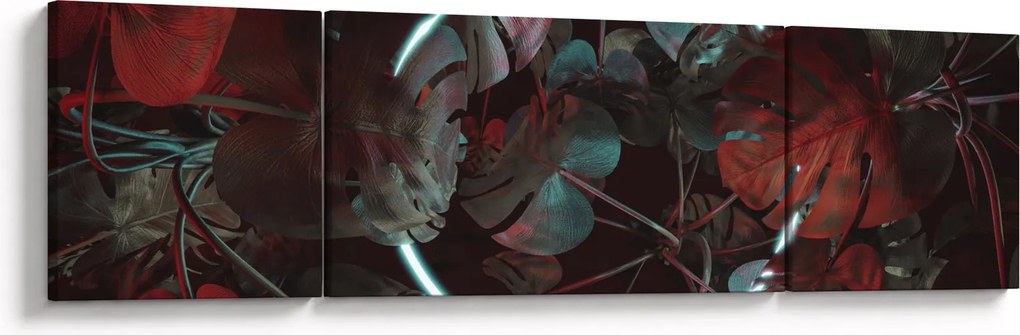 Obraz - Neonowe koło między palmami (170x50 cm)