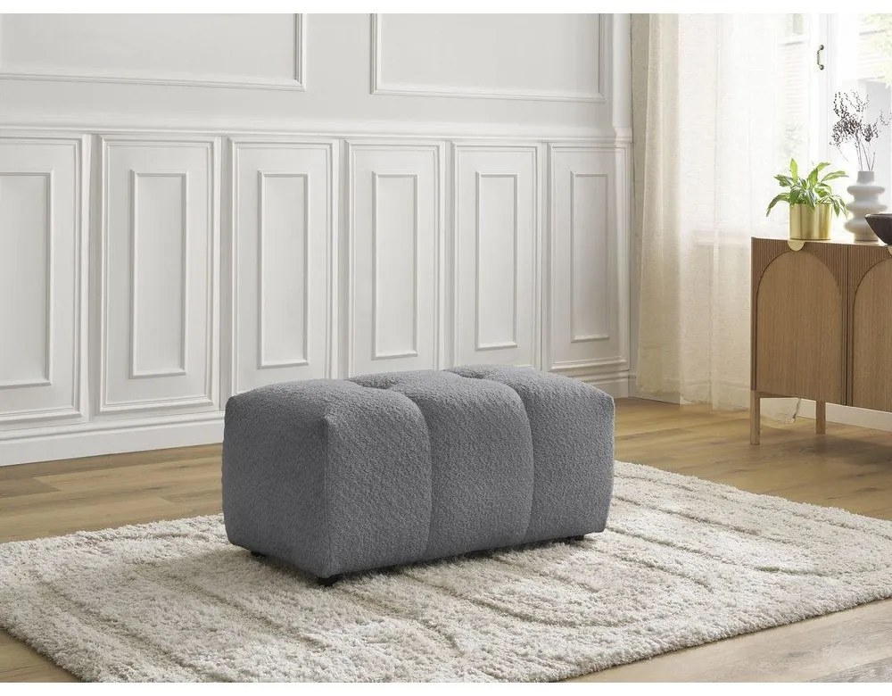 Szary podnóżek z materiału bouclé Roxelane – Bobochic Paris