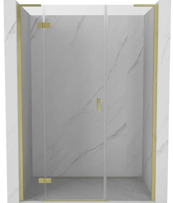 Mexen Mist-H L drzwi prysznicowe uchylne lewe 140 cm, transparent, złote szczotkowane - 8A5L-140-001-55-00-L