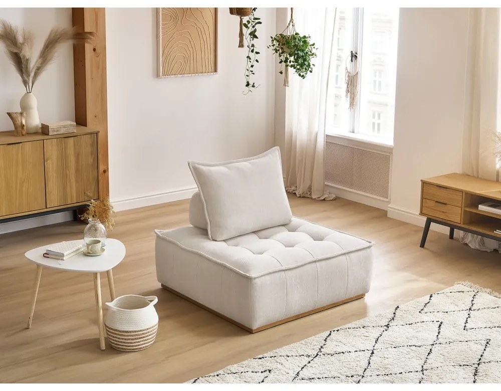 Biały fotel z tkaniny szenilowej Elisa – Bobochic Paris