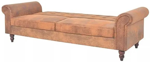 Rozkładana pikowana brązowa sofa - Image