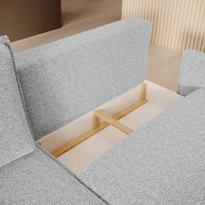 Narożnik GLOSSY z funkcją spania Prawostronny zestaw z poduszkami wolnostojący tkanina BUBBLE 07 WERSAL