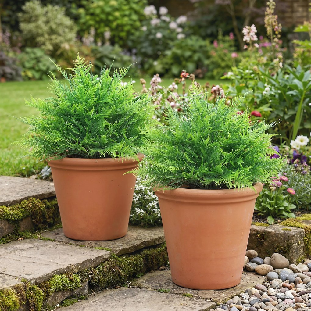 HOMCOM Sztuczne Krzewy Paproci Bostońskiej, Odporne na UV, Zestaw 2 sztuki, 60 cm, do Ogrodu, na Werandę | Aosom PL