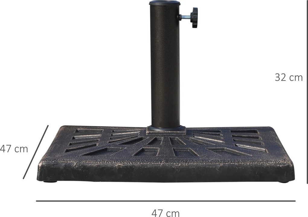 Stojak na parasole Outsunny 15 kg uchwyt na parasol do żywicy syntetycznej Ø38 mm Ø48 mm