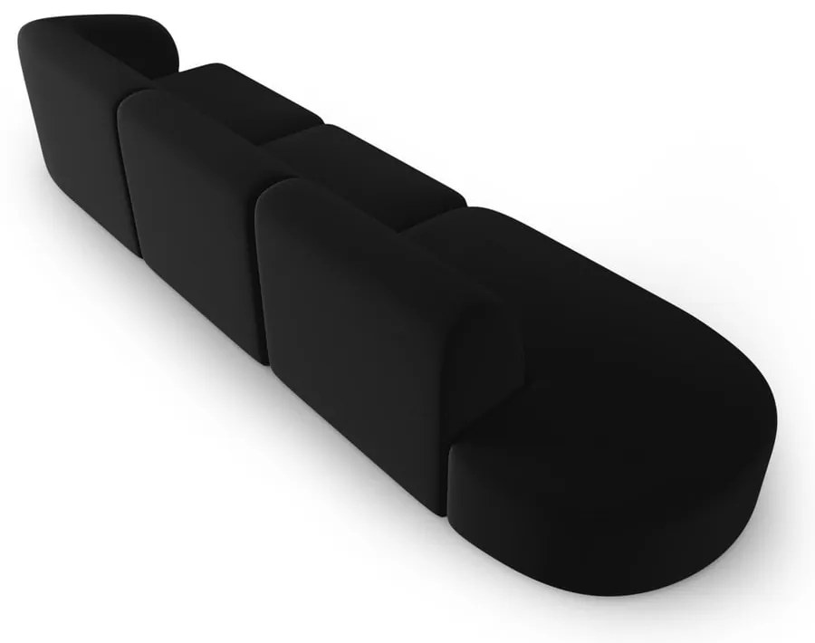 Czarna aksamitna sofa prawostronna 311 cm Paolo – Milo Casa