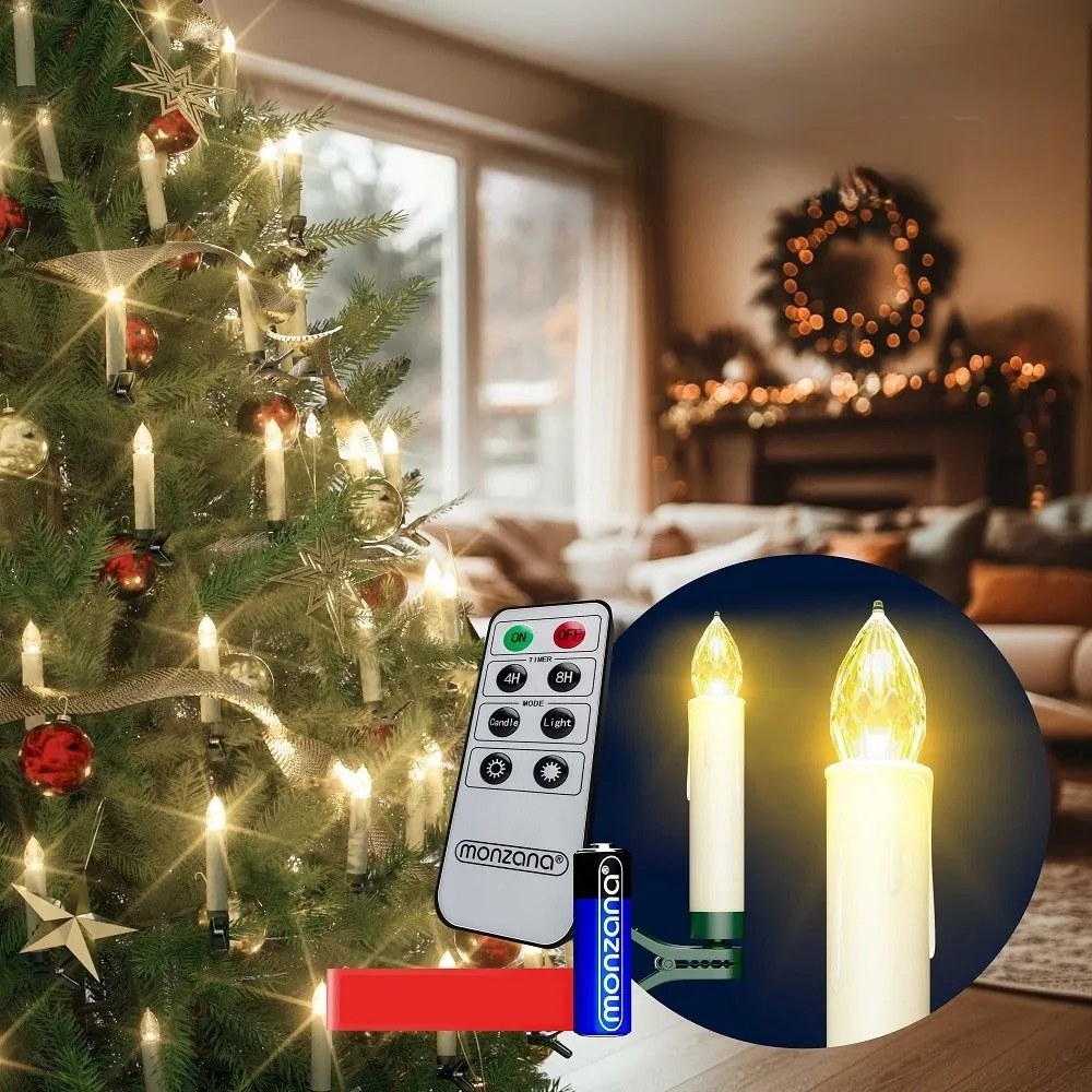 Monzana Świece na choinkę CANDLE, 20 sztuk, 10,5cm, ciepła biała