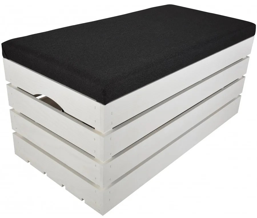 Pufa kufer skrzynia drewniana sosnowa siedzisko 80cm malowana biała