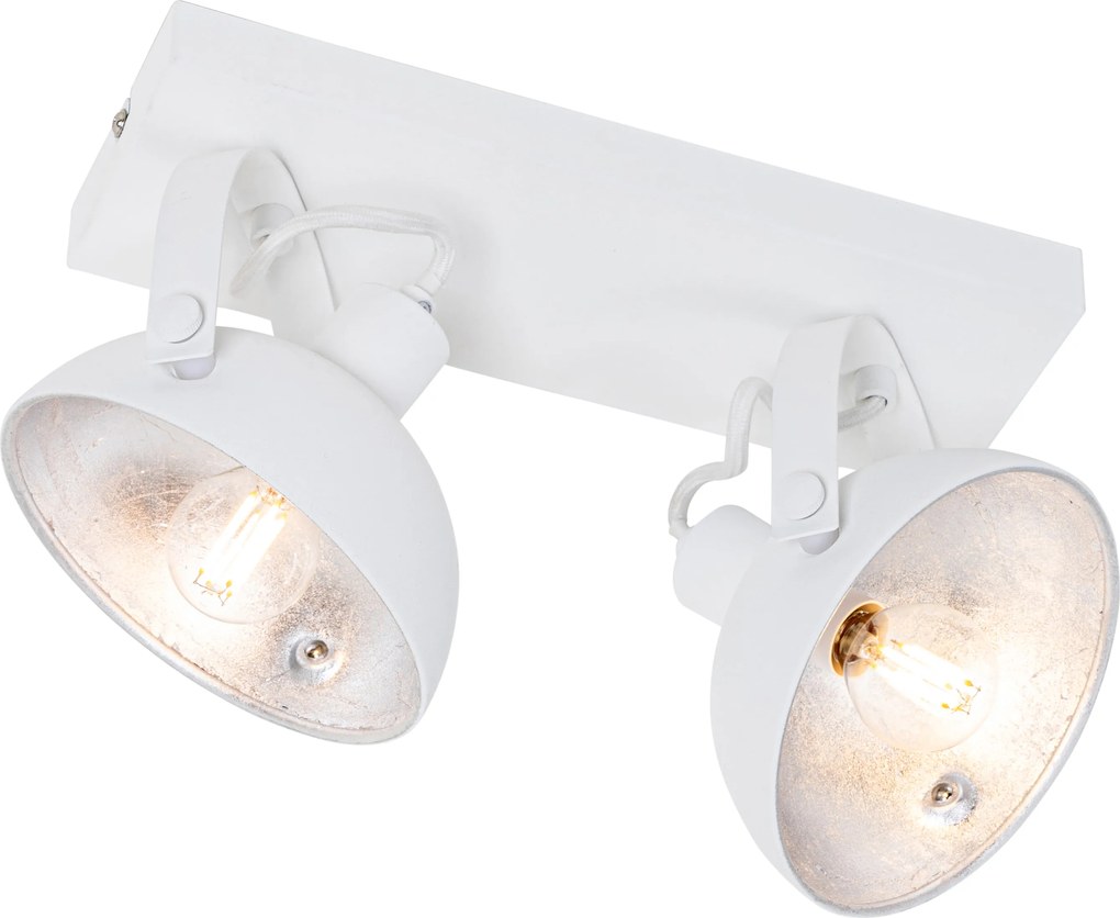 Industrialna lampa sufitowa biała ze srebrnym wykończeniem 2-punktowa regulowana - Magnax