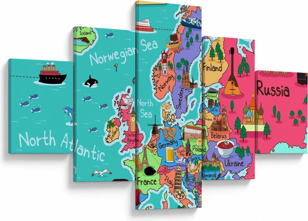 Obraz - Dziecięca mapa Europy (125x70 cm)