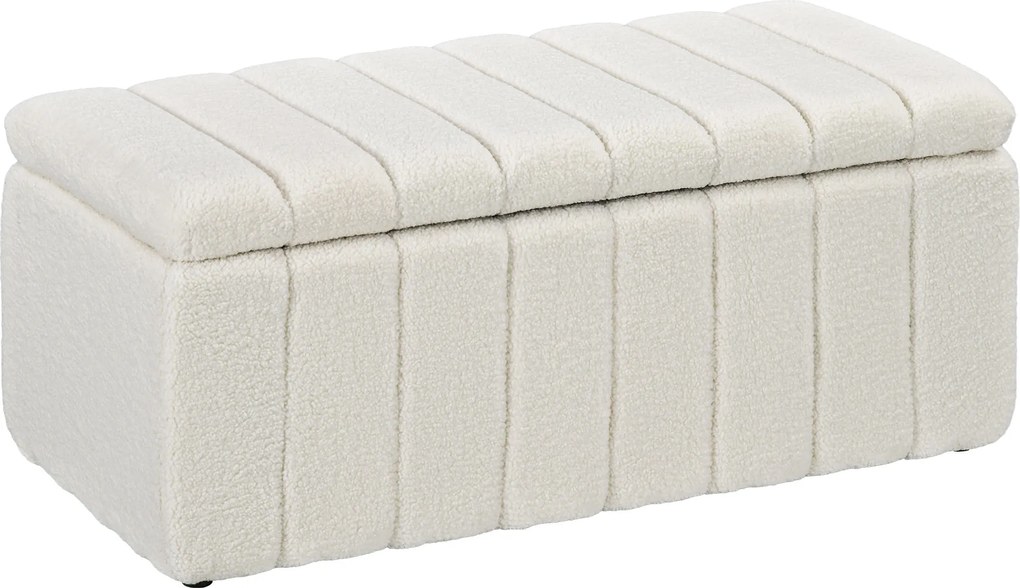 HOMCOM Tapicerowana ławka do sypialni z miejscem do przechowywania, wytrzymała do 120kg, 102x45x46cm, Kremowobiały