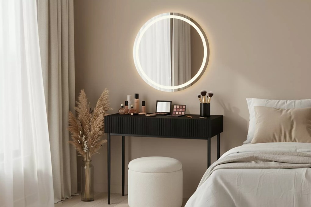 Toaletka Nicole 100 cm z szufladami - czarny mat / czarne nóżki