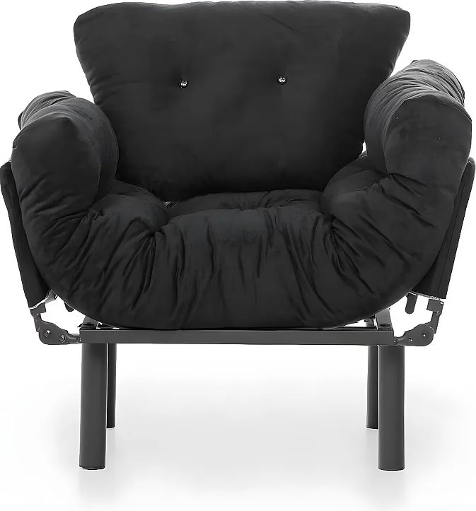 Fotel nowoczesny – 95 x 85 x 70 cm – czarny – metalowy