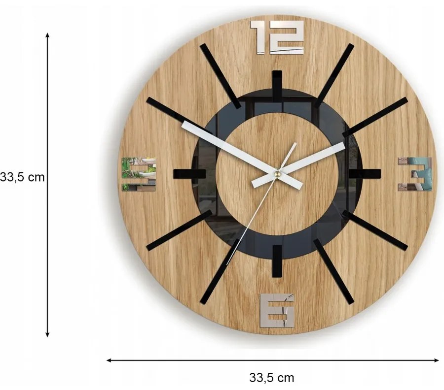 Zegar na ścianę nowoczesny drewniany z cichym mechanizmem okrągły solidny