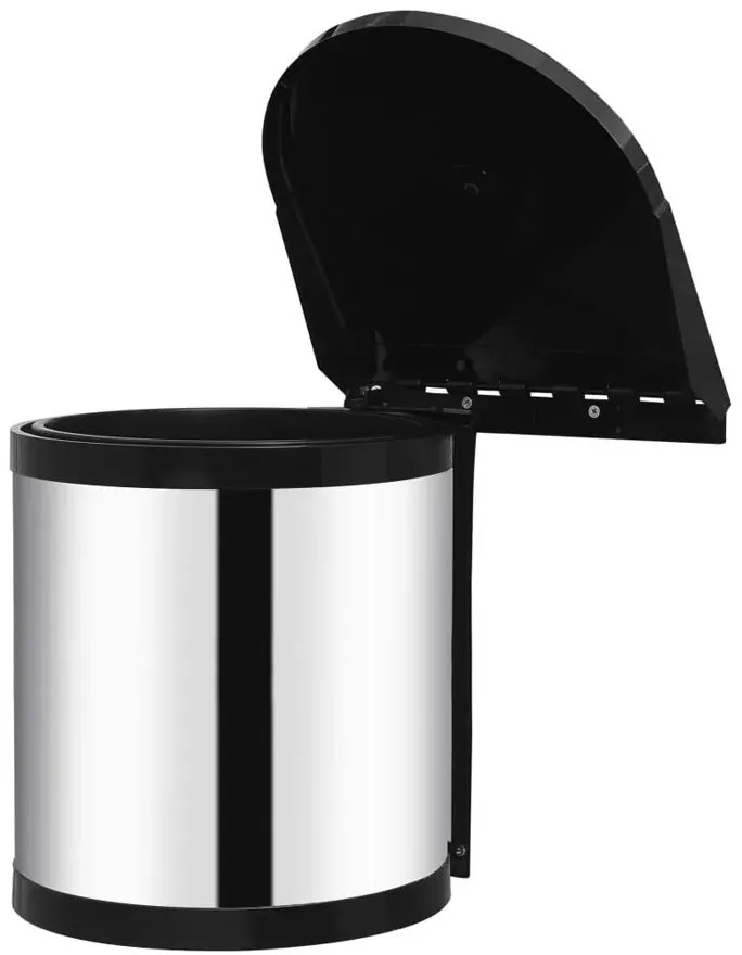 Czarno-srebrny kosz na śmieci do zabudowy 12L T7-H17