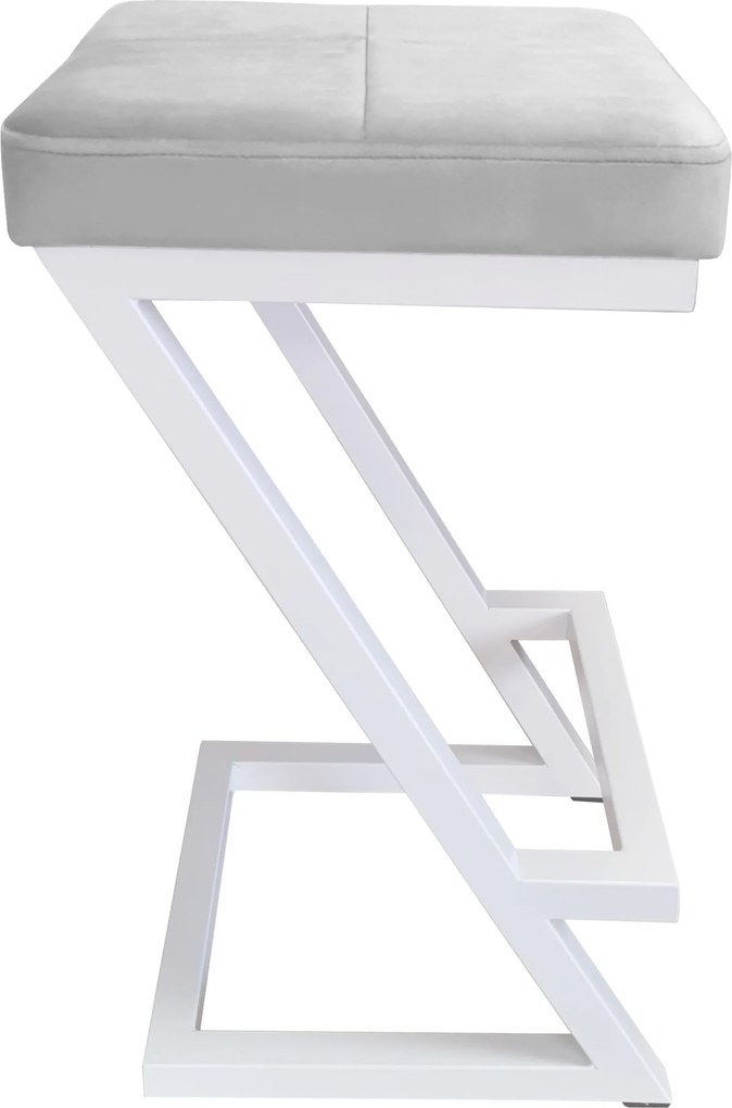 Hoker ZETA krzesło barowe tkanina Welur podstawa metalowa LOFT : Kolor Stelaża - Biały, Kolor tkaniny - VELVET - MG39