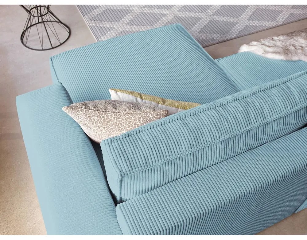 Miętowy sztruksowy rozkładany/ze schowkiem narożnik Nihad – Bobochic Paris