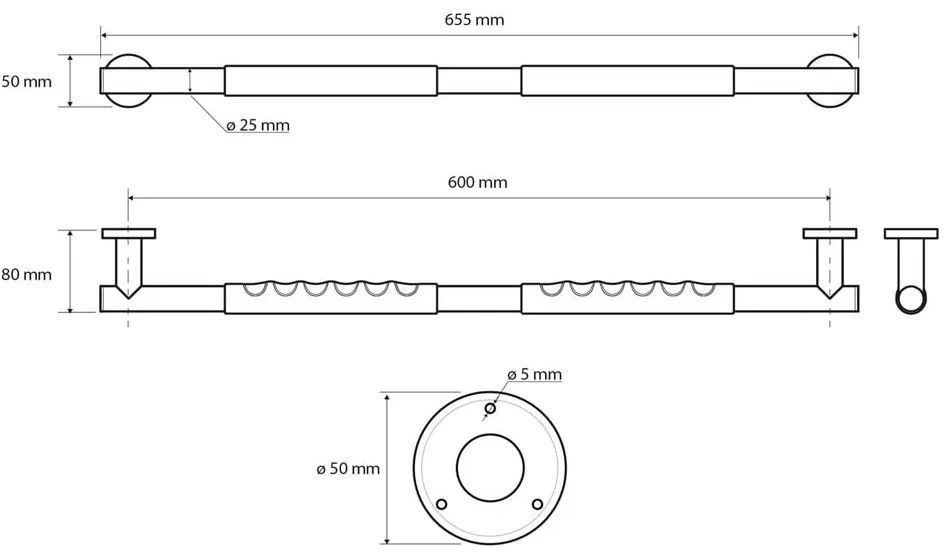 Uchwyt ścienny ze stali nierdzewnej do łazienki 65,5 cm – Sapho