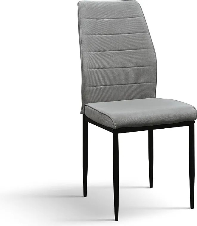 Zestaw 4 krzeseł z tkaniny w kolorze szarym i metalowych nóg w kolorze czarnym matowym - LUBIANA