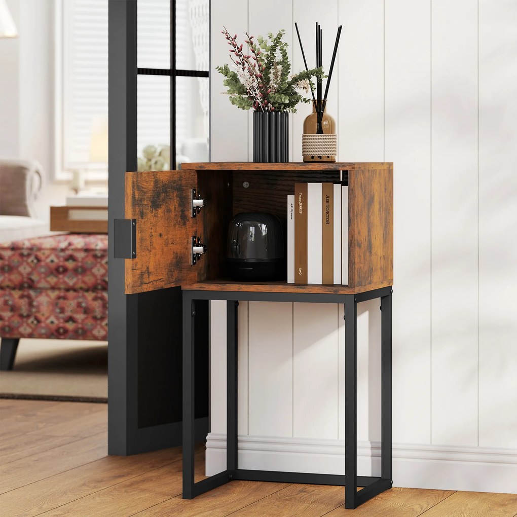 HOMCOM Wąski stolik konsolowy, szafka, design industrialny, salon przedpokój, 40x30x76cm, Rustykalny-Brąz