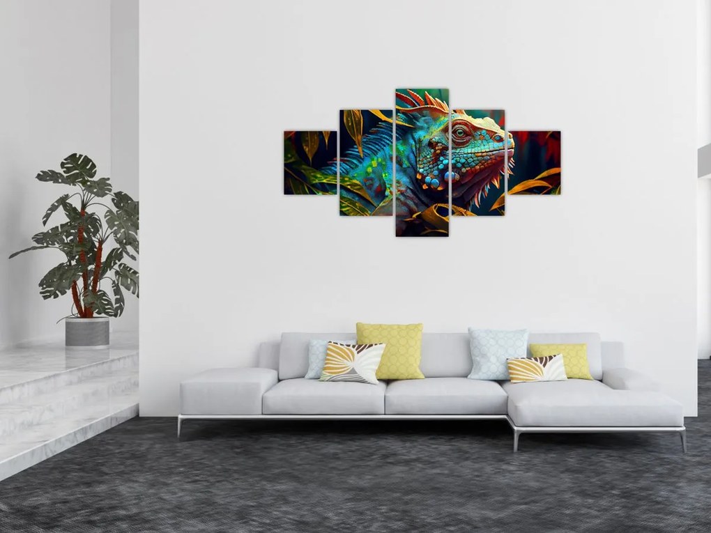 Obraz - Kolorowa iguana (125x70 cm)