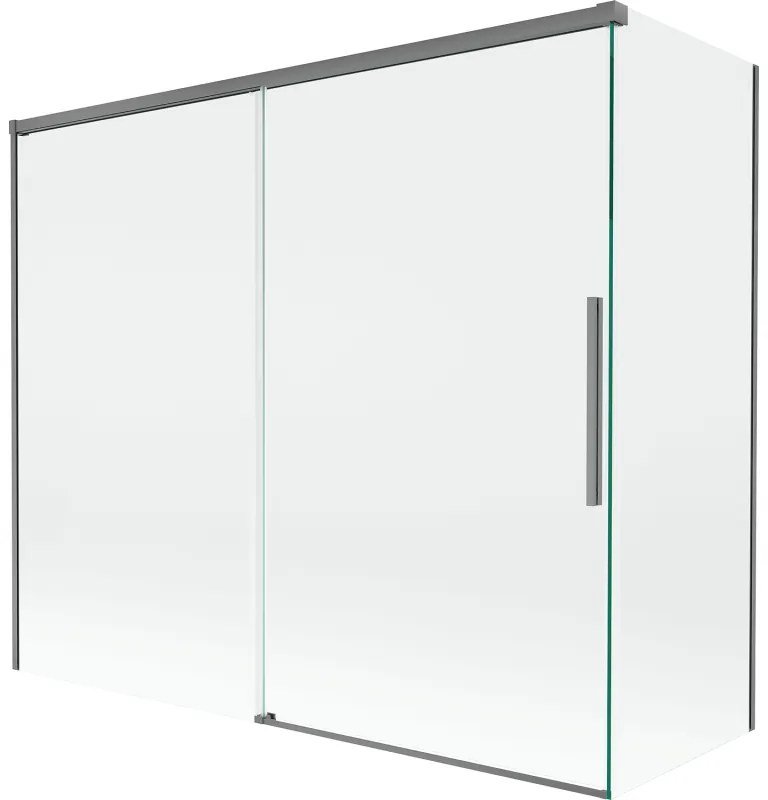 Mexen Rox parawan nawannowy 2-skrzydłowy rozsuwany 180 + 80 x 150 cm, transparent, gun metal - 8C9-180-080-95-00