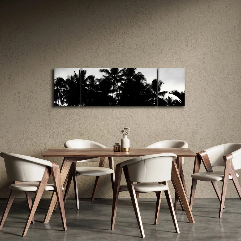 Obraz czarno - biały - palmy (170x50 cm)
