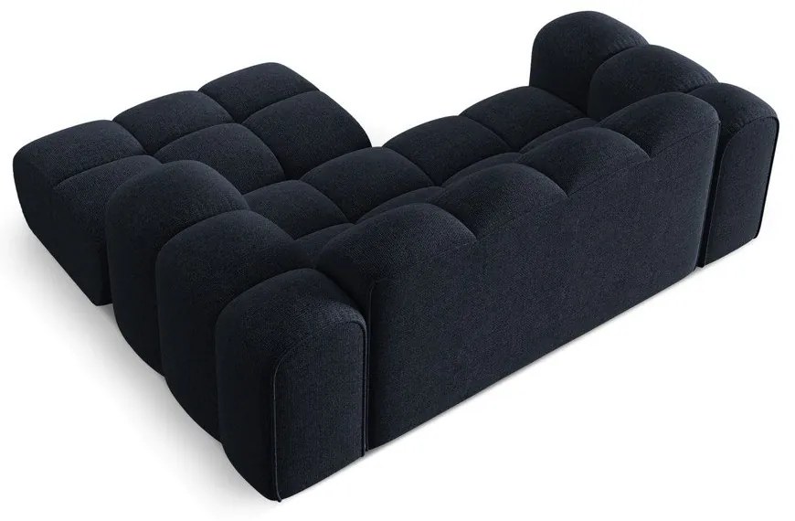 Ciemnoniebieski narożnik z tkaniny szenilowej (prawostronny/z szezlongiem) Treno – Cosmopolitan Design