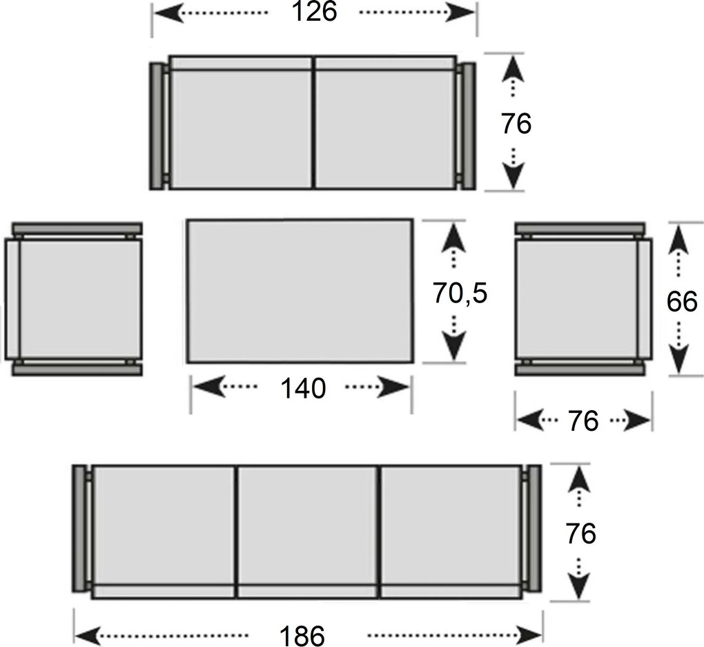 Doppler MANHATTAN ogrodowy zestaw wypoczynkowy 2+1+1+1