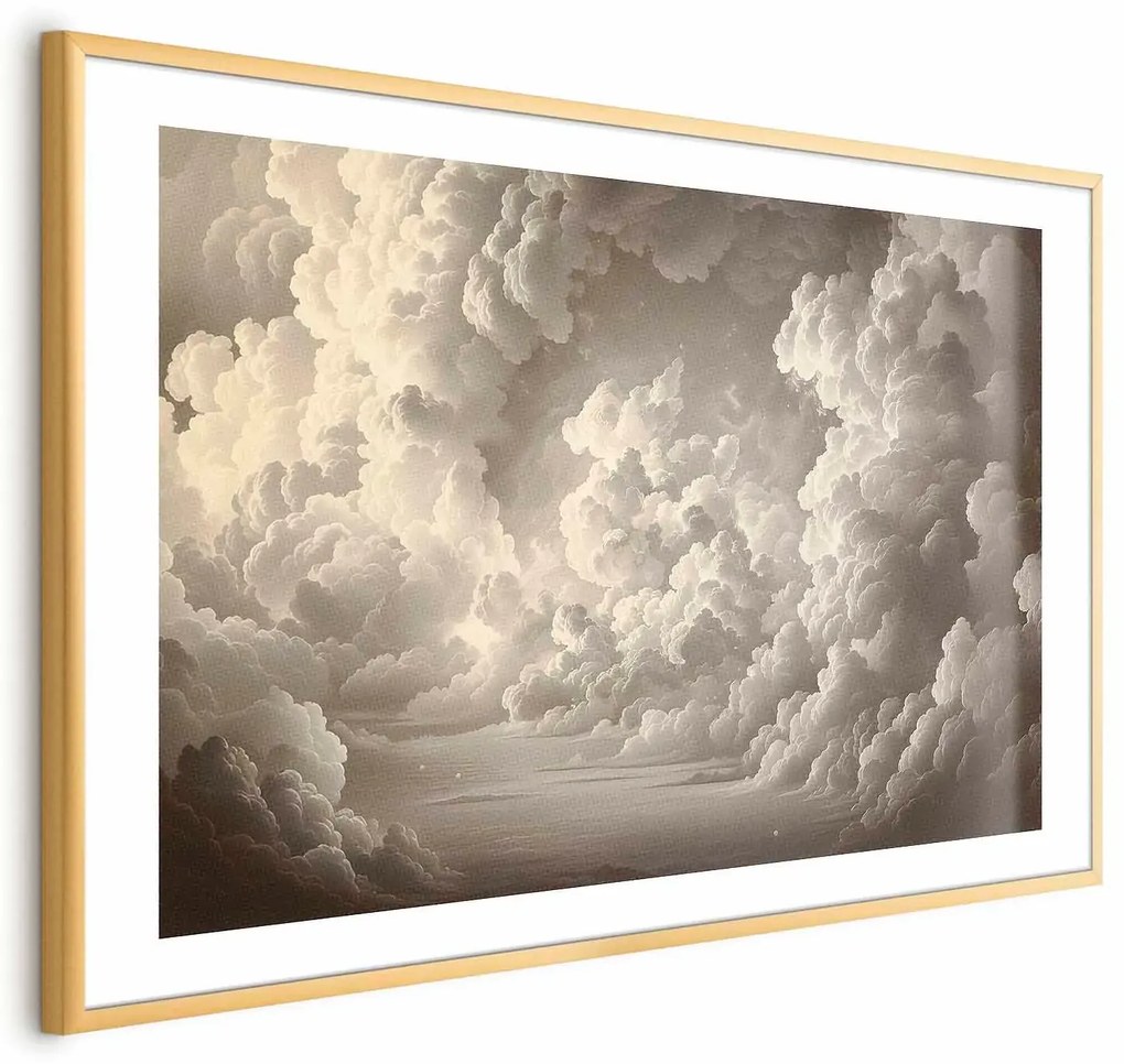 Plakat Miękka gra światła 30x21 cm z ramą złotą z marginesem ARTGEIST B