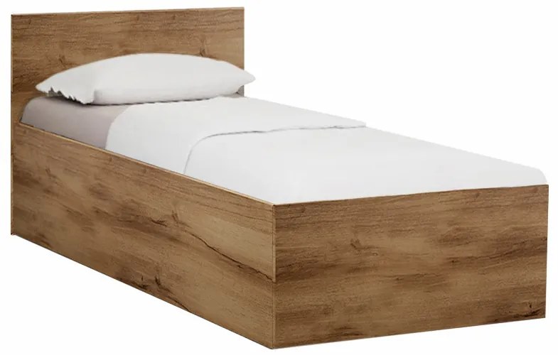 Łóżko SOFIA 90 x 200 cm, dąb artisan Stelaż: Ze stelażem listwowym rolowanym elastycznym, Materac: Materac Somnia 18 cm