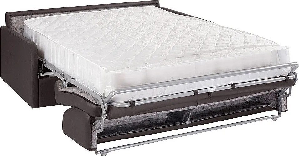 Kanapa 4-osobowa rozkładana typu express z szarej ekoskóry z siedziskiem z pianki z pamięcią kształtu - Powierzchnia 160 cm - Materac 22 cm z siedziskiem z pianki z pamięcią kształtu CALIFE