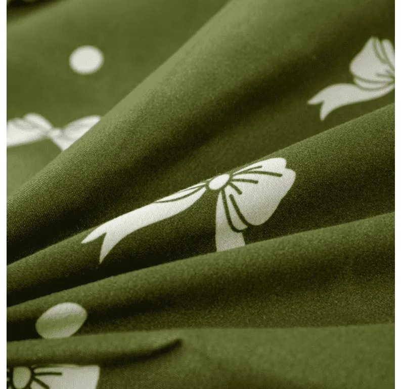 PrzytulneMieszkanie.pl PrzytulneMieszkanie.pl Pościel z mikroflanelu WHITE BOW zielona Rozmiar pościeli: 70 x 90 cm | 140 x 220 cm