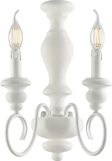 Kinkiet Cascina z drewna i lakierowanego na biało żelaza w stylu shabby chic, 2 światła, 25 P.18 BL265-AP2-BCO