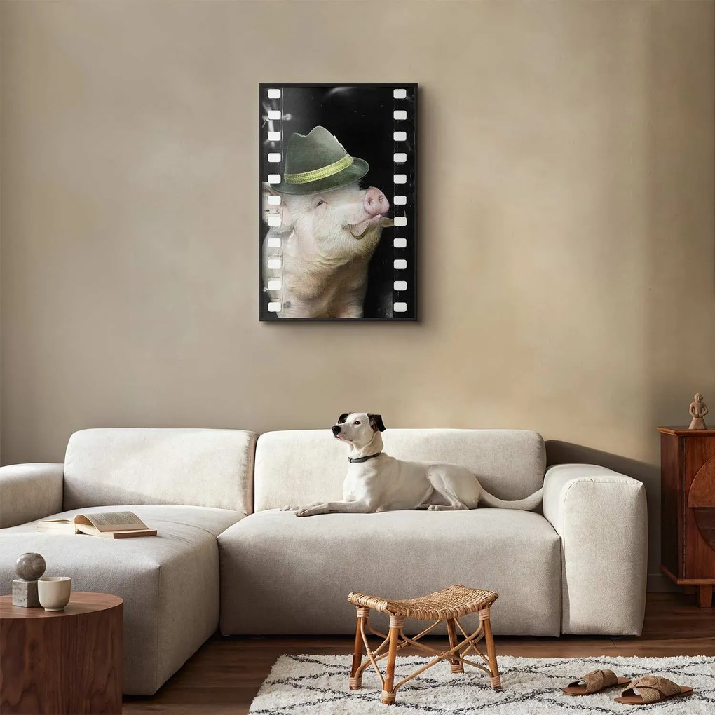 Plakat Świnia z wąsami 29,7x42 cm z ramą czarną bez marginesu ARTGEIST B
