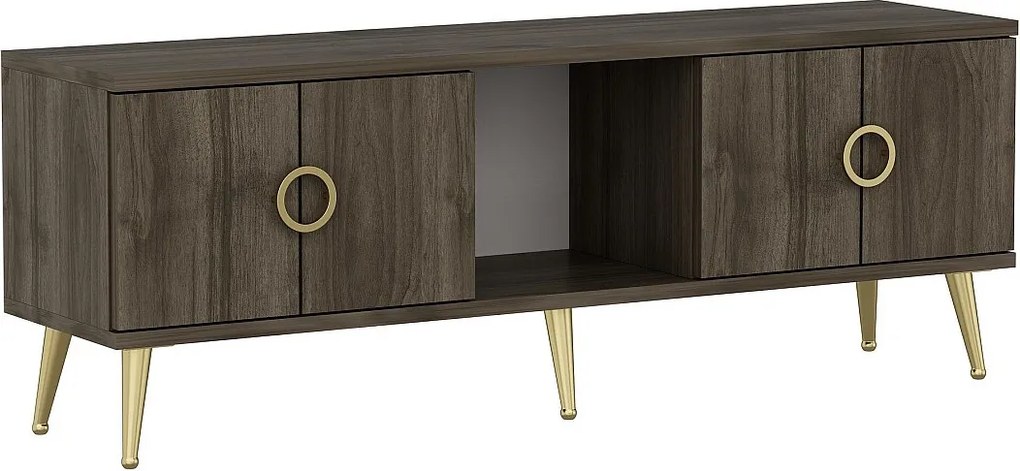 Stojak pod TV – 120 cm x 30 cm x 45 cm – Kolor orzecha – Płyta MDF