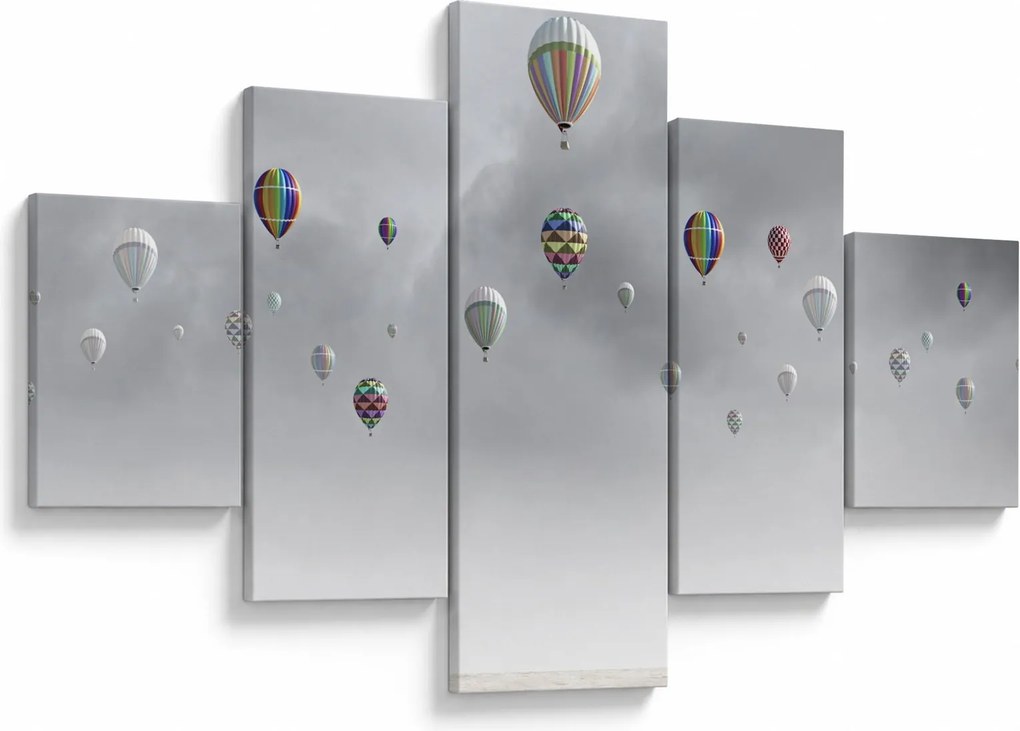 Obraz - Balony nad ceglaną ścianą (125x70 cm)