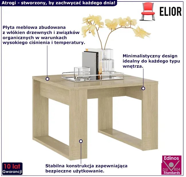 Mały stolik kawowy z kwadratowym blatem dąb sonoma N6-S67
