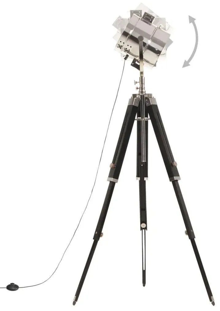 Czarna retro lampa podłogowa z drewna mango - EX192-Erfis