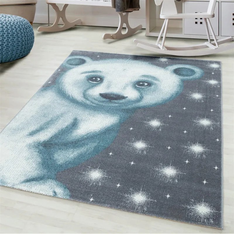 Dywan dziecięcy Bambi Miś niebieski koło 160 cm x 160 cm