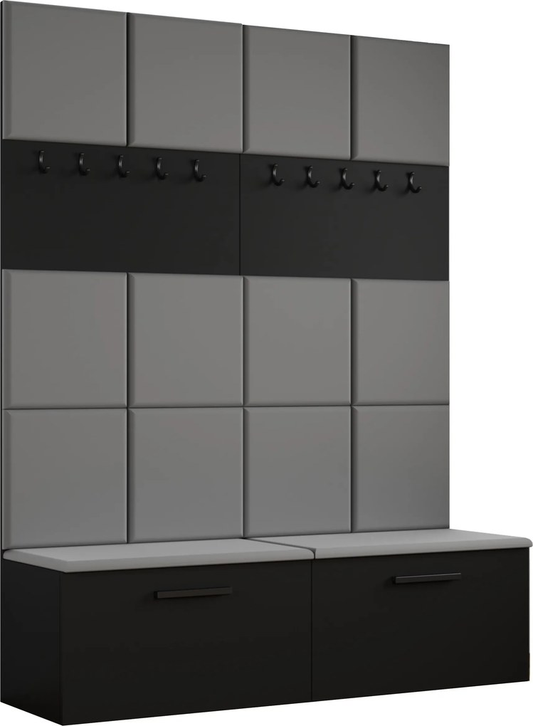 Masseno Garderoba MODULO 161,2/204/40 cm do Przedpokoju Nowoczesna Czarna