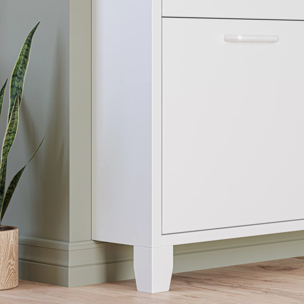 Szafka na buty metalowa wąska biała  SHIRLEY 960 x 900 x 170 mm